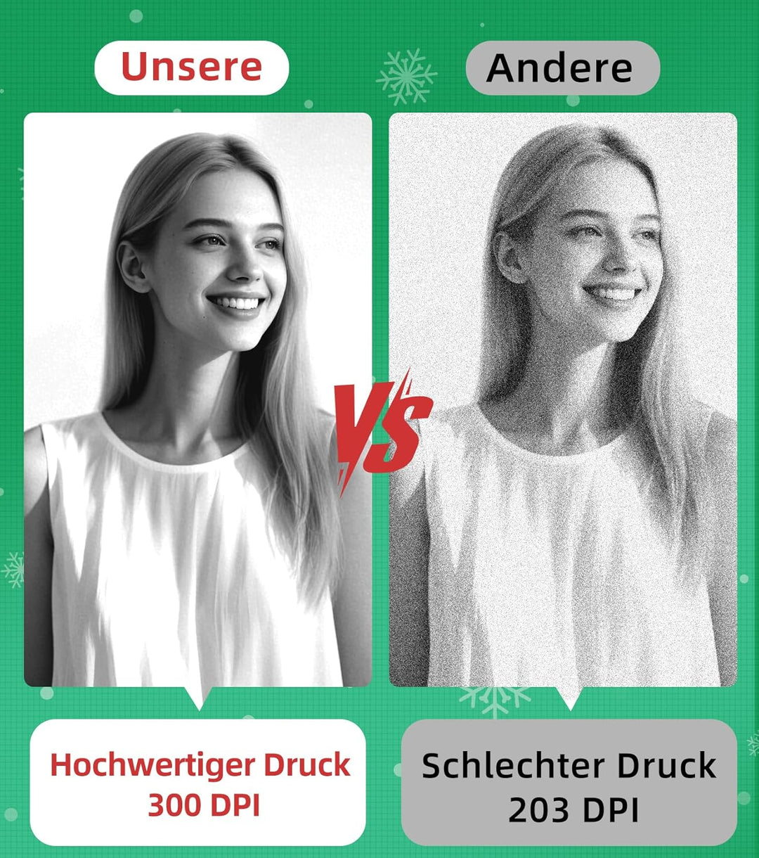 ORGBRO Mini Drucker für Smartphone, X3 Sticker Drucker Bluetooth mit 1 Rolle Aufkleber Papier, 300DP