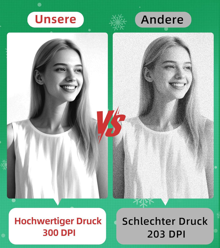 ORGBRO Mini Drucker für Smartphone, X3 Sticker Drucker Bluetooth mit 1 Rolle Aufkleber Papier, 300DP