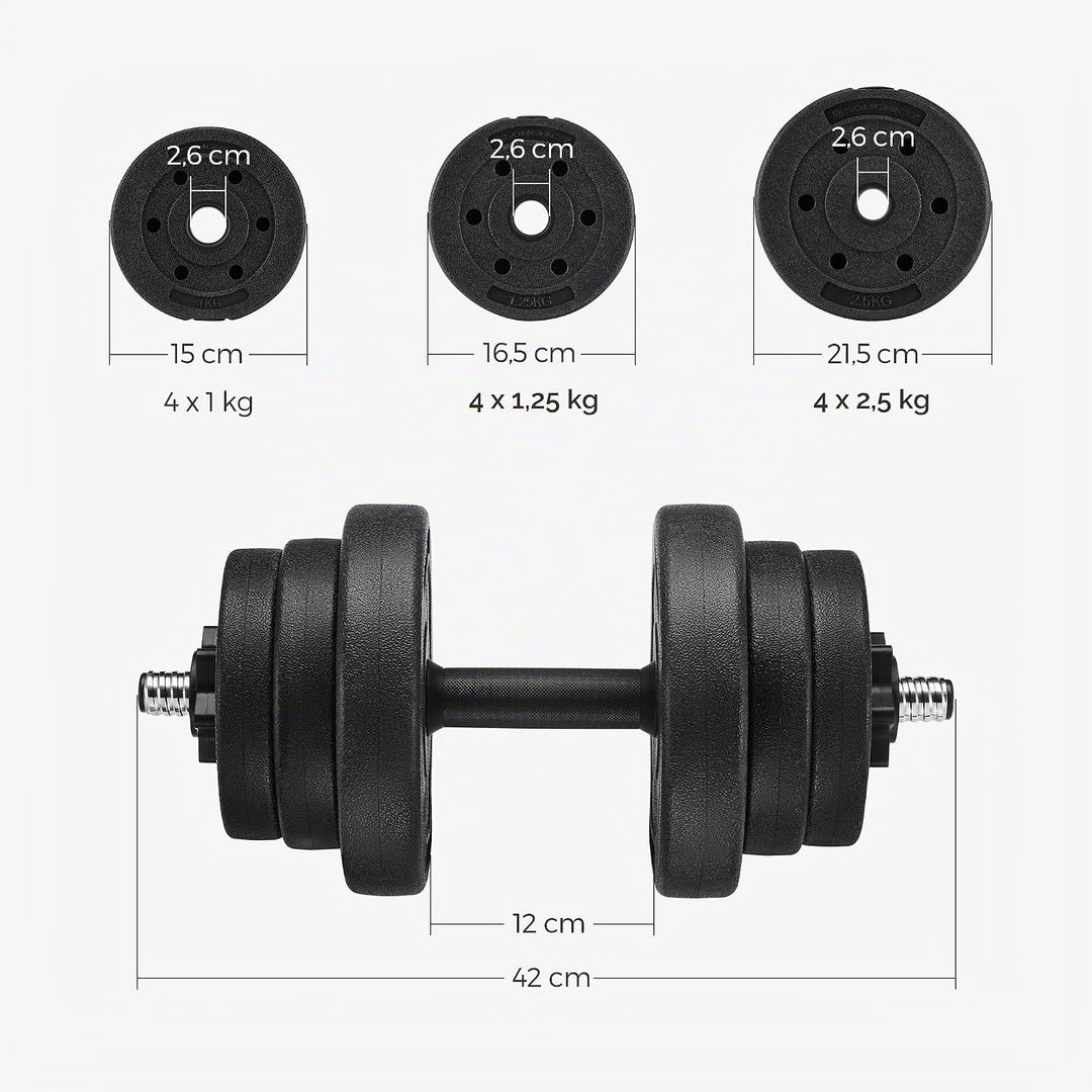 SONGMICS Hanteln, Kurzhanteln, 2er Set, 20 kg, 30 kg oder 40 kg, Kunststoff, Hantelstangen, Gewichte
