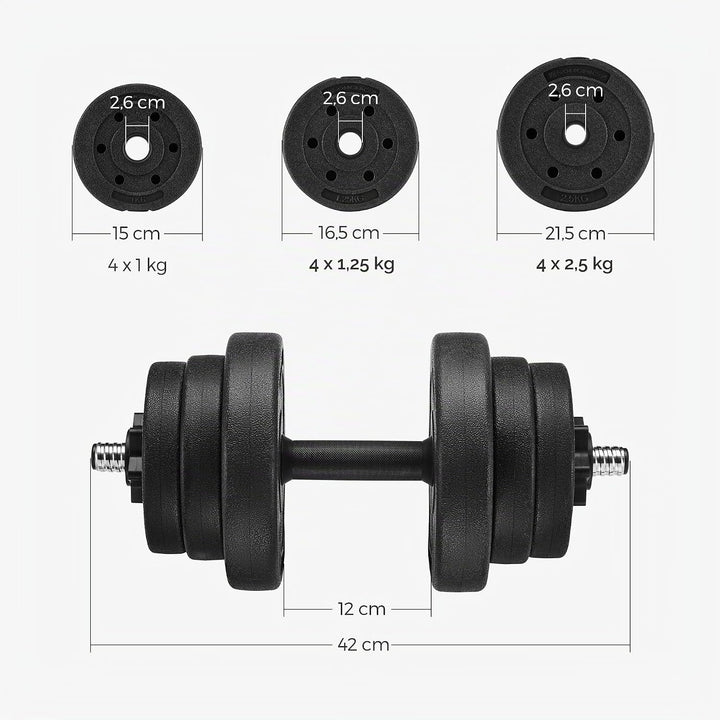 SONGMICS Hanteln, Kurzhanteln, 2er Set, 20 kg, 30 kg oder 40 kg, Kunststoff, Hantelstangen, Gewichte