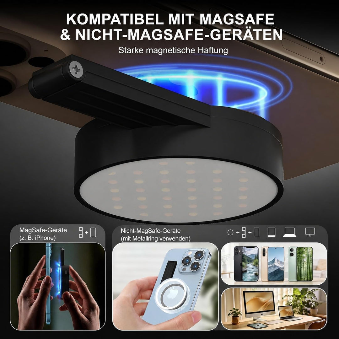 Magnetic Dual-Sided Selfie Light Compatible with MagSafe iPhone, 42LEDs per Side, CRI95+ Rechargeabl