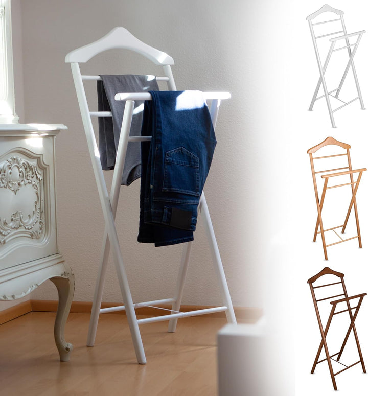 2er Set Stummer Diener aus Massiv Holz - klappbarer Herrendiener und Butler - fertig montierter Dame