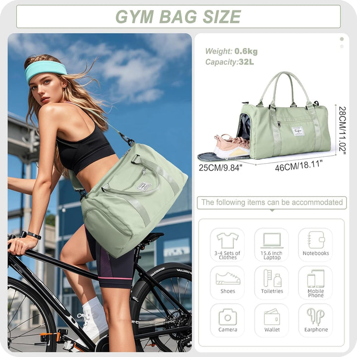 HYC00 Sport Duffel Bag Damen Sporttasche für Damen Herren mit Nassfach &amp; Schuhfach, Reisetasche Hand