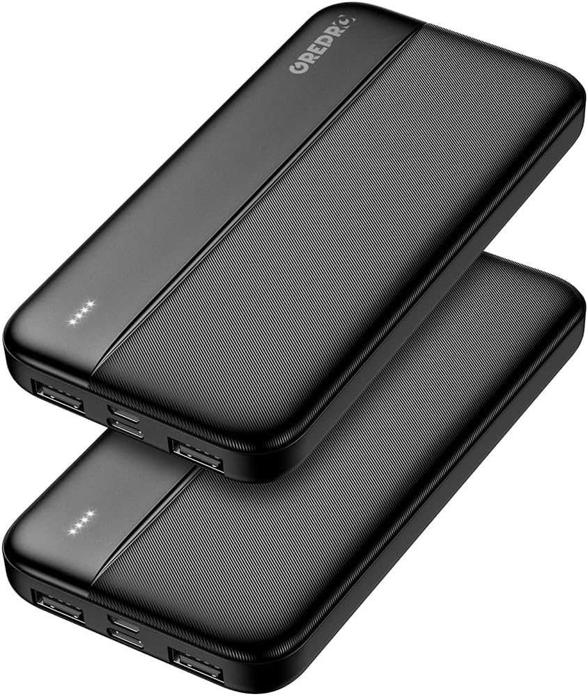 GREPRO PowerBank 10000mAh - 2 Stück, Powerbank USB C Externer Handyakkus, Powerbank Klein Aber Stark
