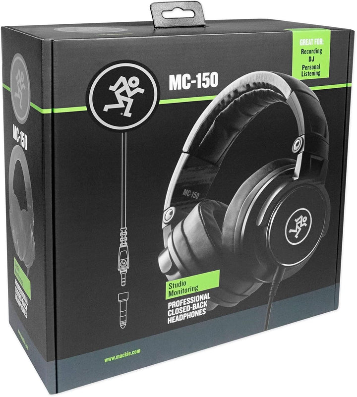 Mackie MC-150 Geschlossene Studio-Kopfhörer, Schwarz MC-150 (15 Hz - 20 kHz) Single, MC-150 (15 Hz -