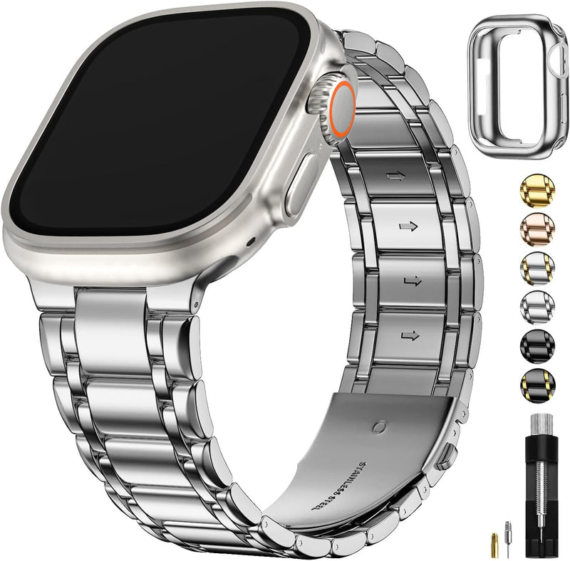 Fullmosa Kompatibel mit Apple Watch Armband 49mm Series Ultra2/Ultra, Edelstahl Apple Watch Ersatzar