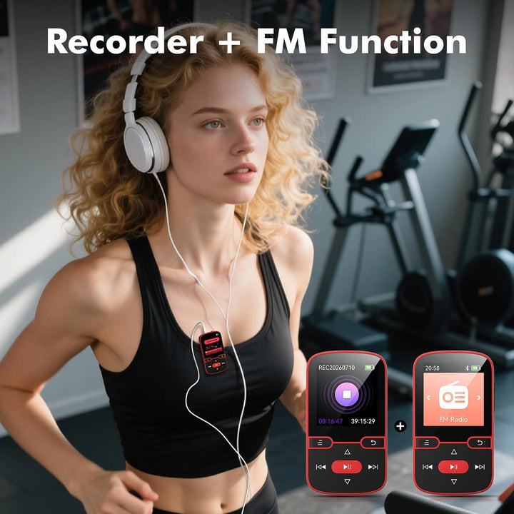 64GB mp3 Player Bluetooth 5.3 mit Clip,Music MP3-Player Kinder HiFi-Sport-Musikplayer, 1,5 Zoll MP3-