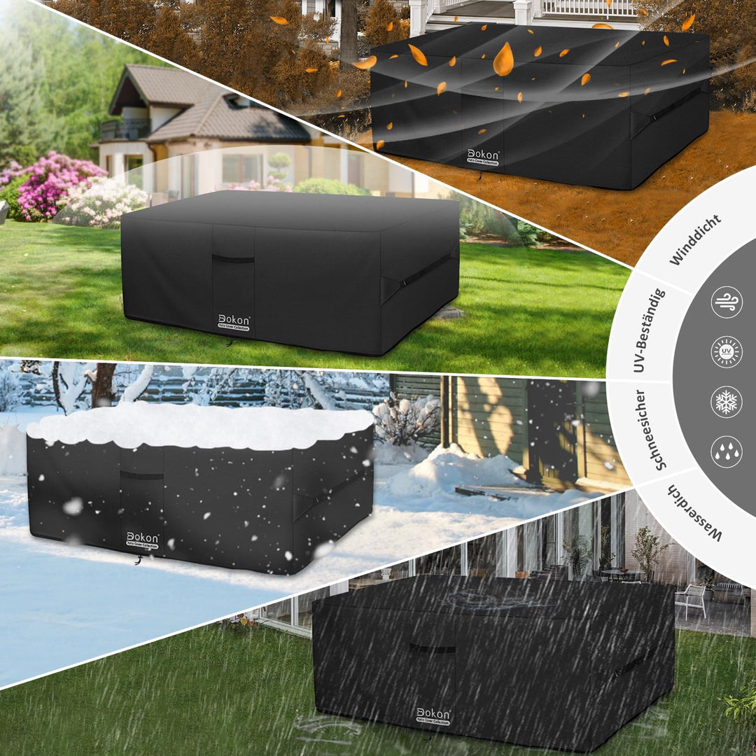 Dokon Abdeckung für Gartenmöbel Winterfest Gartentisch Schutzhülle Outdoor | 420D Oxford, Wasserdich