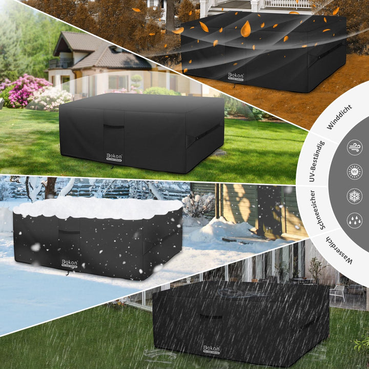 Dokon Abdeckung für Gartenmöbel Winterfest Gartentisch Schutzhülle Outdoor | 420D Oxford, Wasserdich