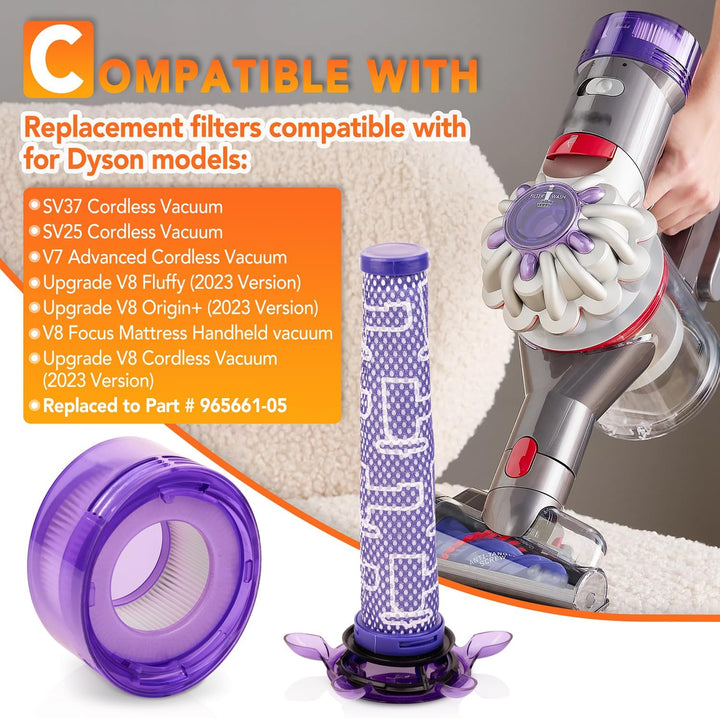 V7 V8 New Version Vacuum Filter Replacement Kit for Dyson Upgraded V8 FOCUS Mattress SV25 SV37, 3 St