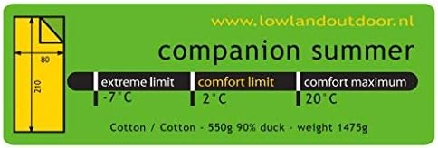 Lowland Outdoor Companion Summer Daunen Deckenschlafsack, Grün, 210x80 cm Single, Single