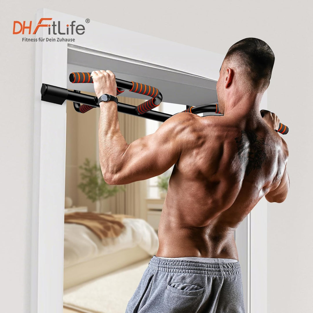 DH FitLife Klimmzugstange Türrahmen ohne Schrauben kein Abrutschen mit Multigriff-Positionen | Pull