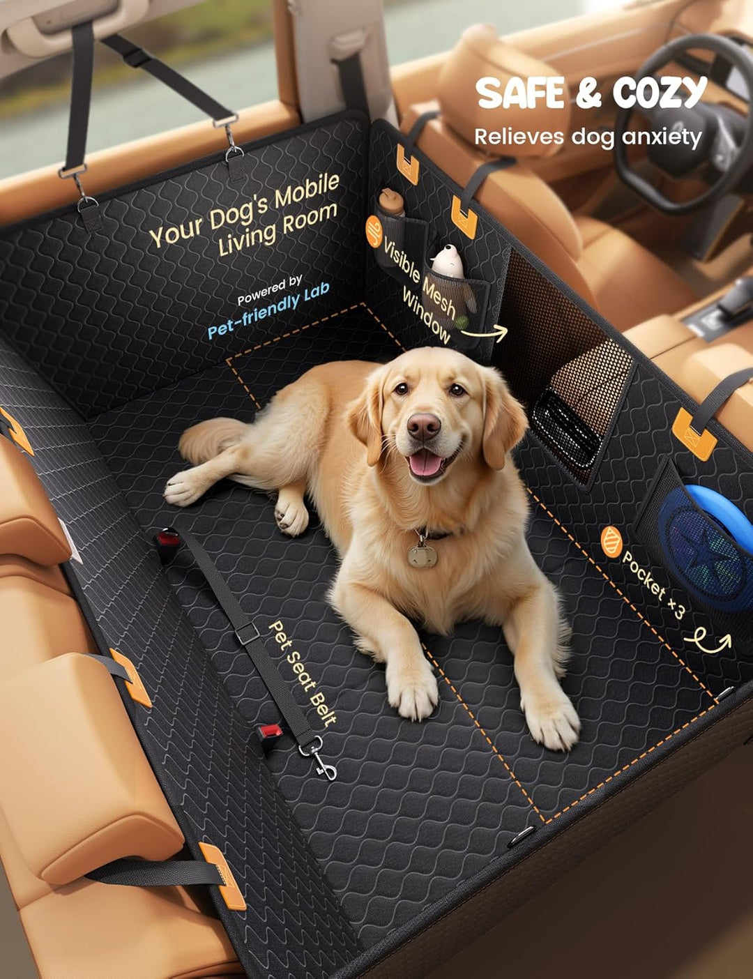 Lamicall Hundedecke Auto Rückbank, Autoschondecke Hund - [TOP Reissfestigkeit] wasserdichte Hundemat