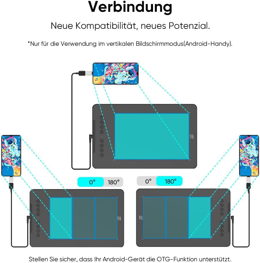 XPPen Deco 01 V3 Grafiktablett, 10x6,25 Zoll, Stift Tablett mit 16K Druckstufen Stift, 60° Neigung,