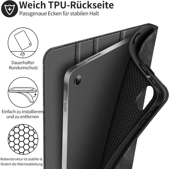 HOLIMET Hülle für iPad 10 Generation 2022 mit Stifthalter, iPad 10 Gen 2022 PU Leder Case TPU Rückse