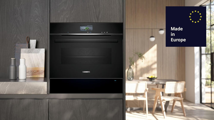 Siemens BI710C1B1 iQ700, Smarte Wärmeschublade, 60 x 14 cm, Schwarz, Niedrigtemperaturgaren, Teller