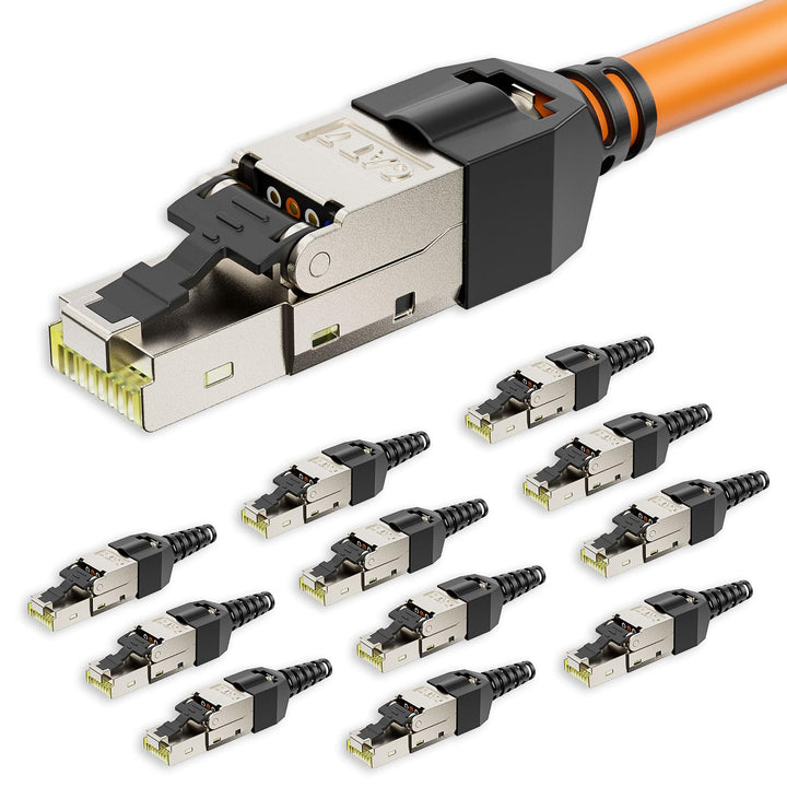 iwillink RJ45 Stecker Werkzeuglos, CAT7 Netzwerkstecker, LAN Stecker Ethernet Verlegekabel 10Gbit/s,