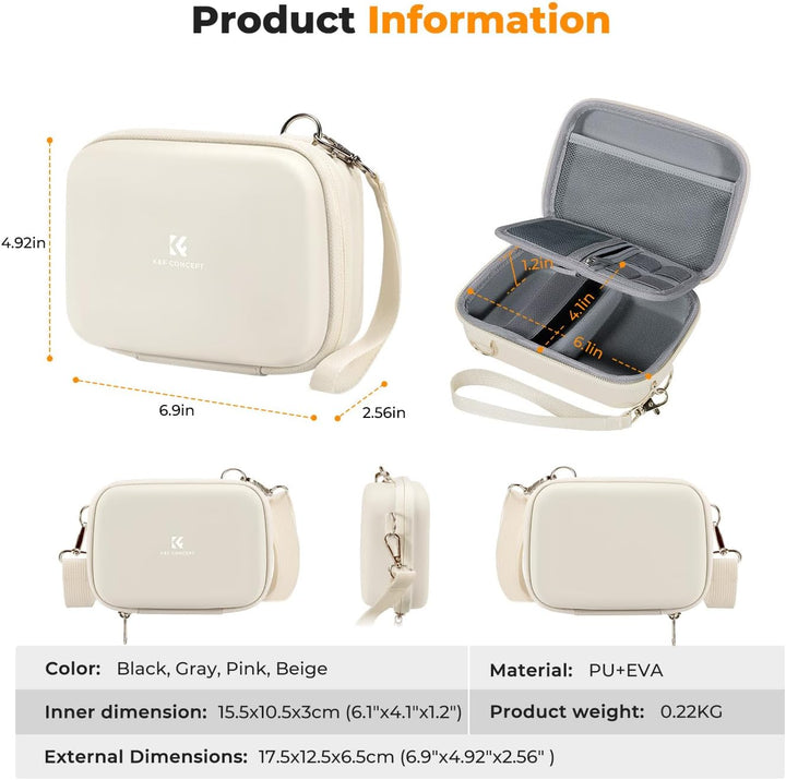 K&F Concept Digitalkamera Tasche kompatibel Fotokamera Tasche Eva-Hartschalendesign (nur Hülle) Beig