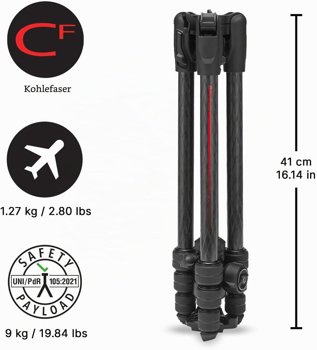 Manfrotto Befree Advanced AS, Camera Tripod, Twist Lock, Compatible with Arca-Swiss, Portable, Compa