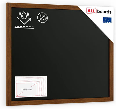 ALLboards Kreidetafel Wasserfest mit lackiertem Holzrahmen 100x80cm, Schwarz, Schreibtafel, Kreide 1