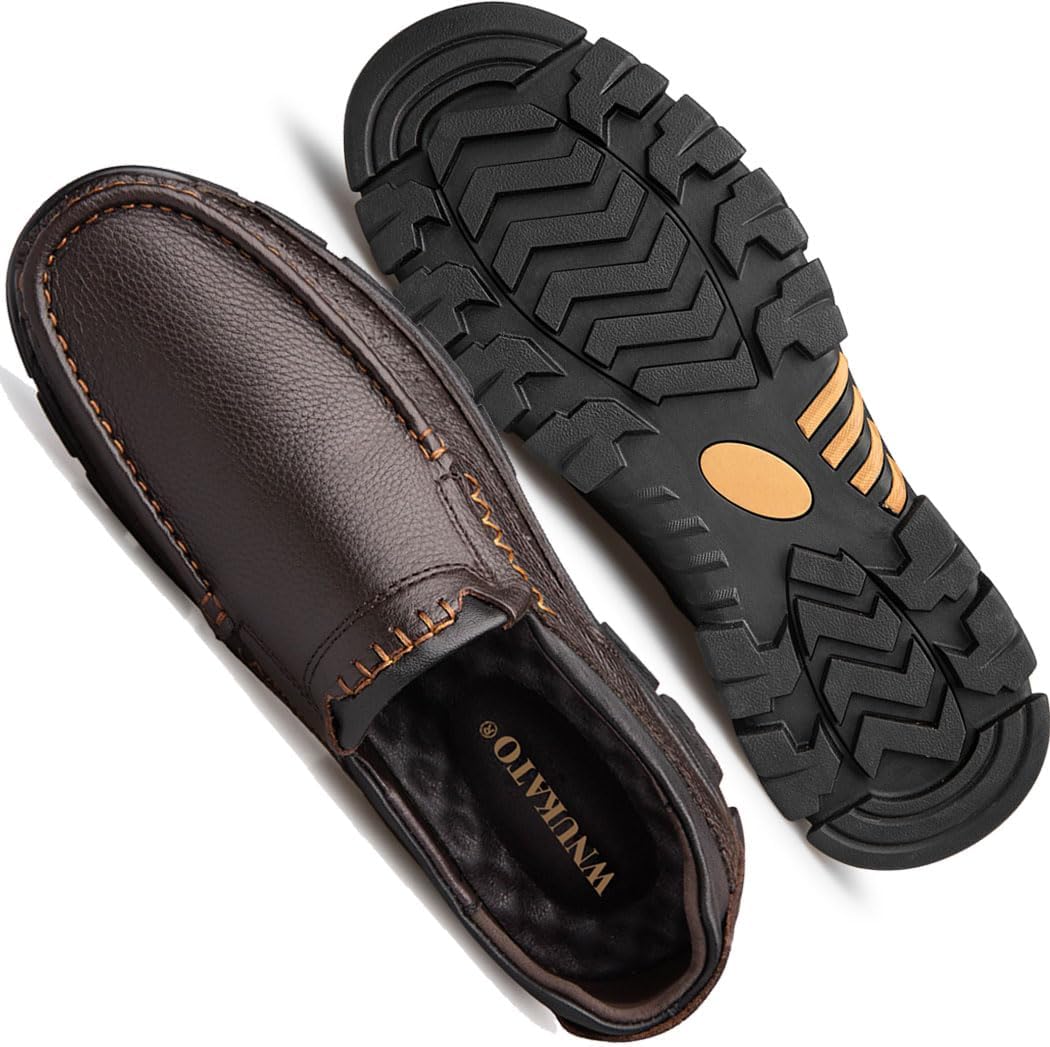WNUKATO Herren Freizeitschuhe Business Casual Lederschuhe Bequeme Herrenschuhe 9088 GM 40 EU Braun,