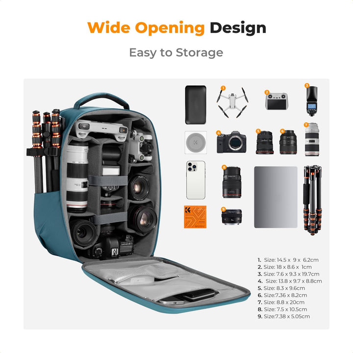 K&amp;F Concept Kamerarucksack Fotorucksack mit Hartschale Kameratasche mit 15,6-Zoll-Laptopfach und Reg