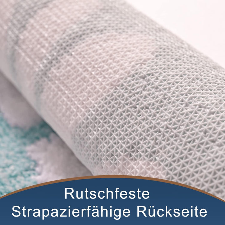 QJHOMO Grün Badezimmerteppich Niedliche Gänseblümchen Badematte rutschfest Waschbar Badteppich Weiss