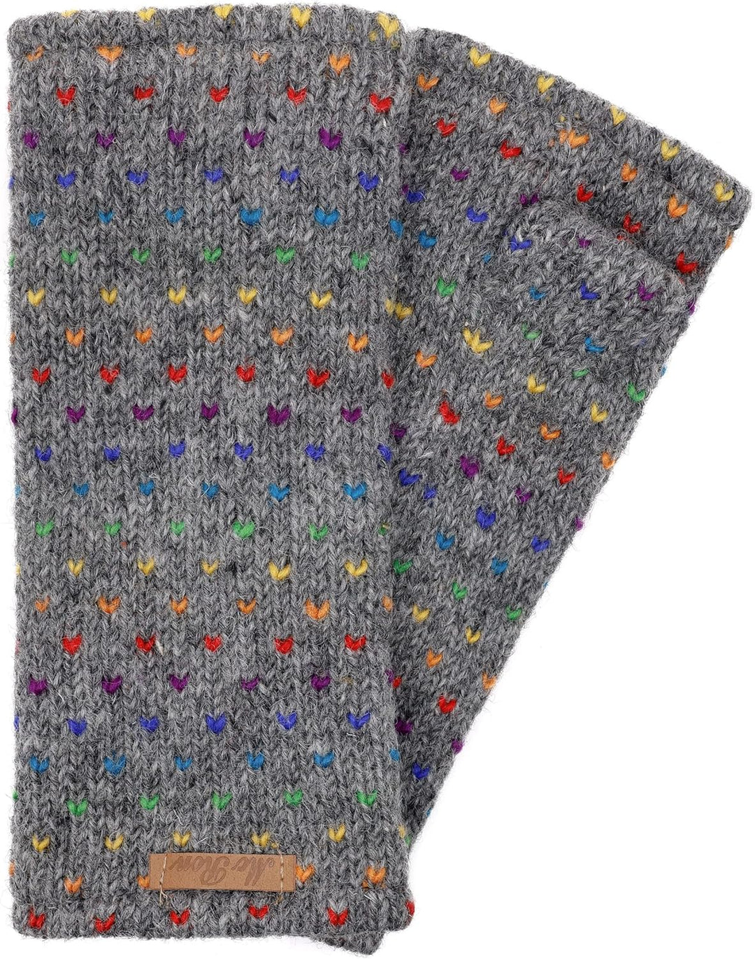 Damen Gestrickte Pulswärmer Stulpen Modell Ines regenbogen Mittelgrau, Mittelgrau