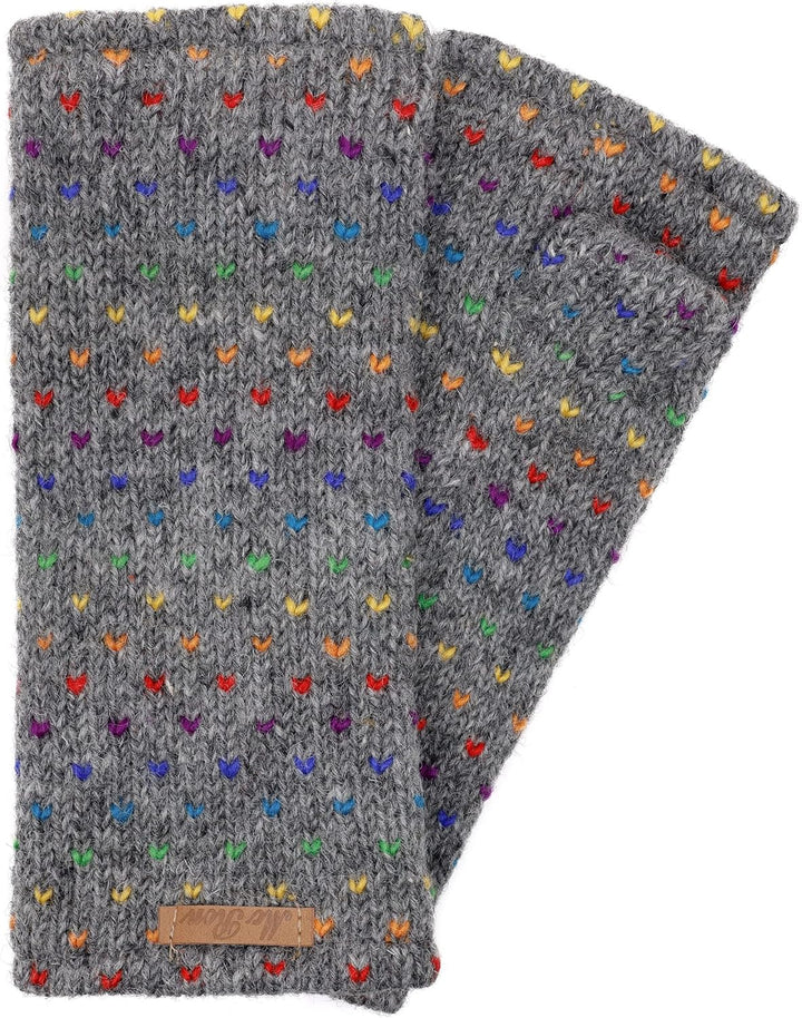 Damen Gestrickte Pulswärmer Stulpen Modell Ines regenbogen Mittelgrau, Mittelgrau