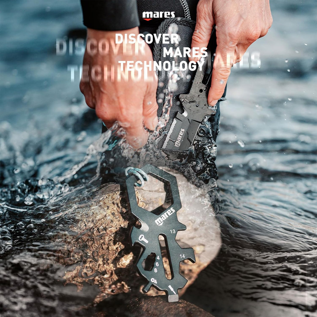 Mares Smarty Mini-Multitool – Tauchen Mehrzweck-Mehrzweckschlüssel, 4 mm Inbusschlüssel, Flaschenöff