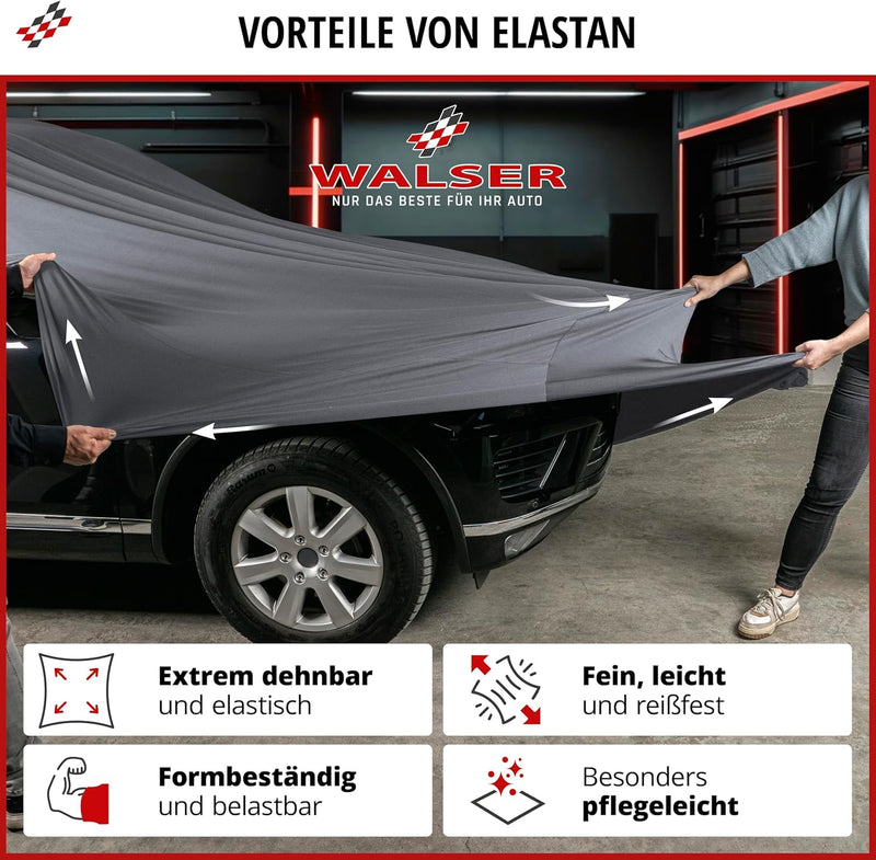 WALSER Premium Abdeckung Auto Indoor Stretch Plus Qualitätssieger Sehr Gut* Autoabdeckung Winter Aut