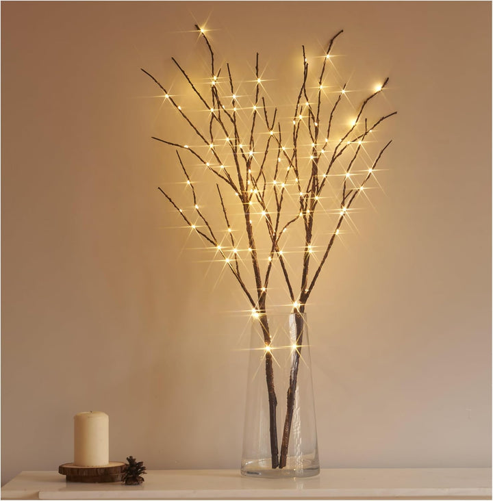Hairui LED Beleuchtete Zweige mit 100LEDs 80CM Lichterbaum Lichterzweige Braune Künstliche Baumbeleu
