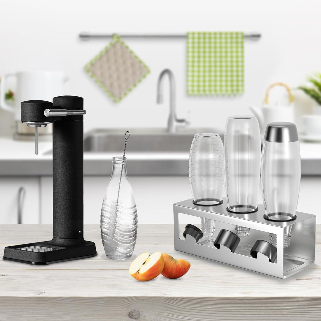 HOMMAND Flaschenhalter für SodaStream Crystal und Emil Flaschen, Edelstahl Flaschenhalter Abtropfges