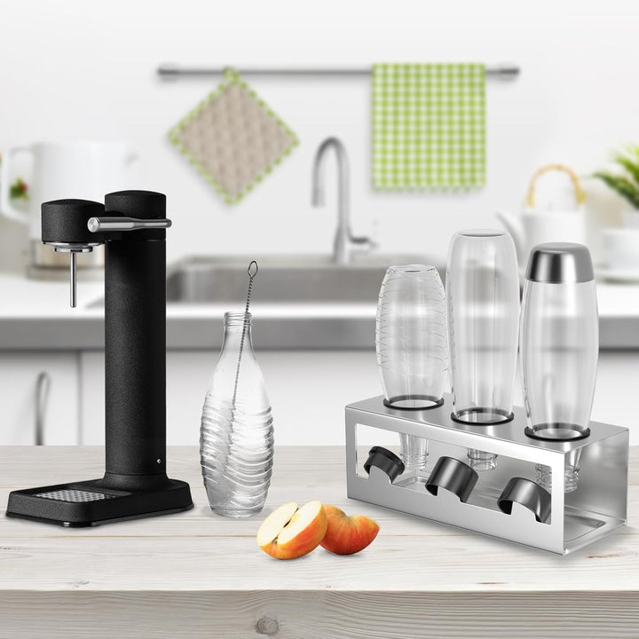 HOMMAND Flaschenhalter für SodaStream Crystal und Emil Flaschen, Edelstahl Flaschenhalter Abtropfges