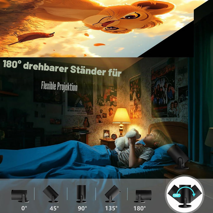 Mini Beamer mit Stativ, AKIYO WiFi Bluetooth Beamer Full HD 1080P Unterstützung, Native 720P Portabl