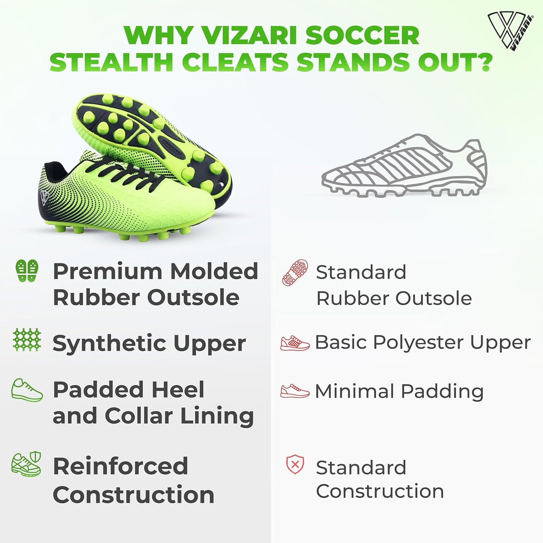 Vizari Unisex Kinder Stealth Fg Schuhe 28 EU Grün Schwarz, 28 EU Grün Schwarz