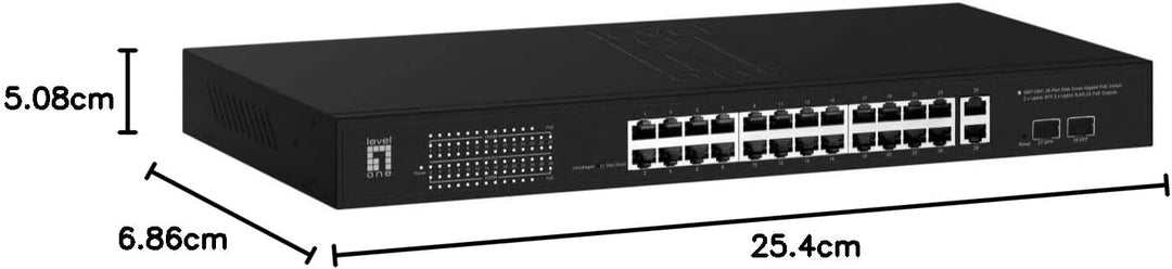 LevelOne GEP-2841 28-Port Web Smart Gigabit PoE Switch, 2 x Uplink SFP, 2 x Uplink RJ45, 24 PoE Ausg