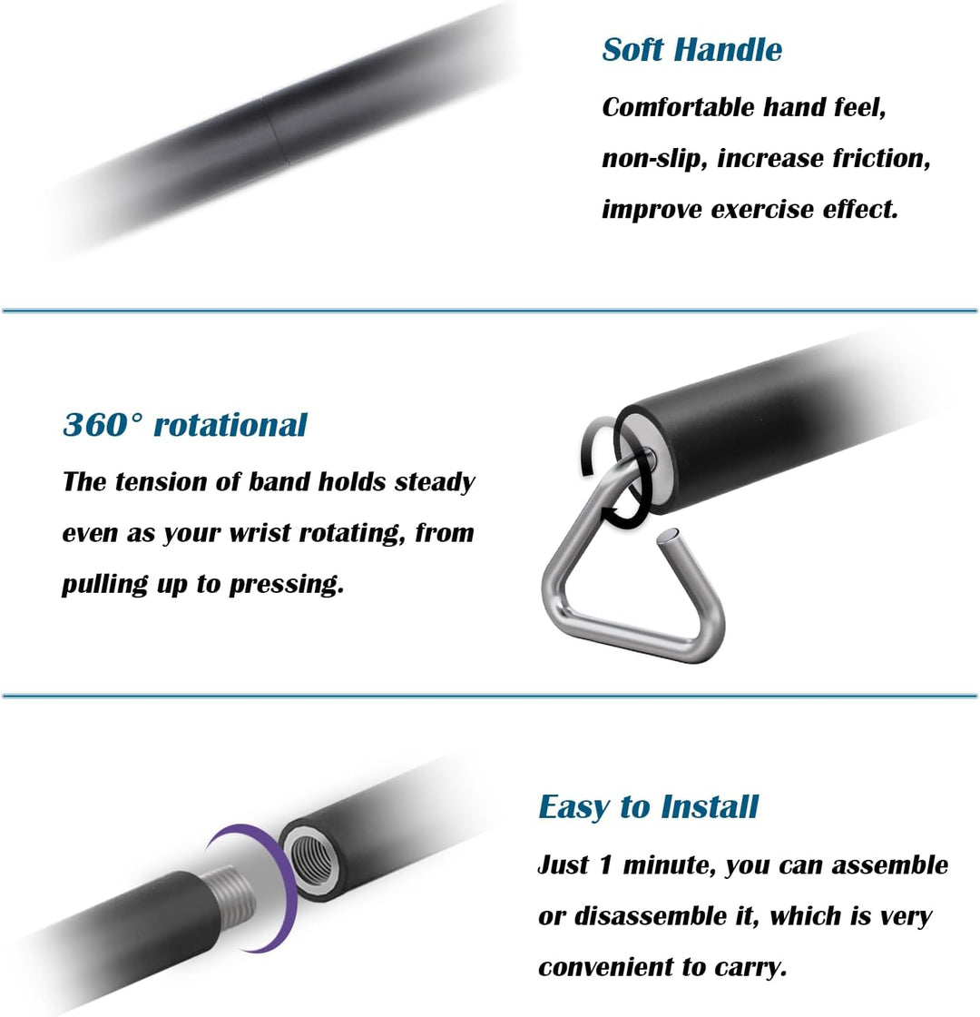Prebene Resistance Band Bar, 26.4in or 39.4in, Workout Bar for Fitness, Portable Weightlifting Train