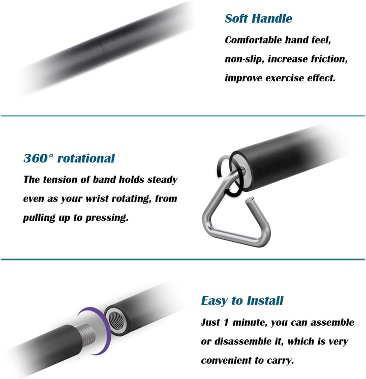 Prebene Resistance Band Bar, 26.4in or 39.4in, Workout Bar for Fitness, Portable Weightlifting Train
