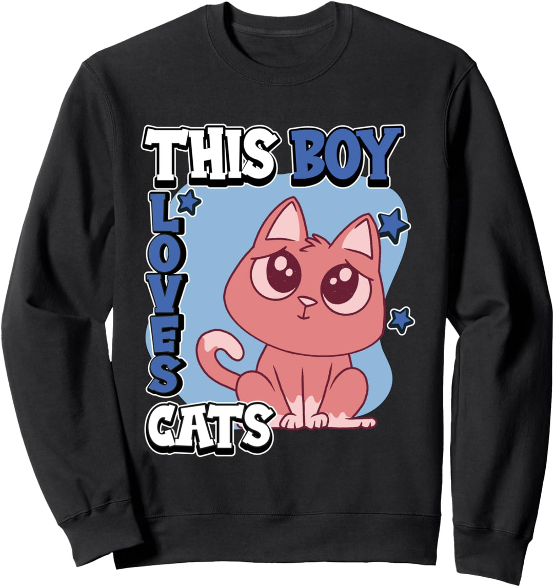 Jungen This Boy Loves Cats Katze Sweatshirt