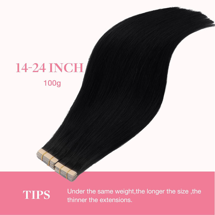 GOO GOO Tape in Extensions Echthaar, Tape Extensions Echthaar, 35cm 100g 40pcs, Extensions Echthaar,
