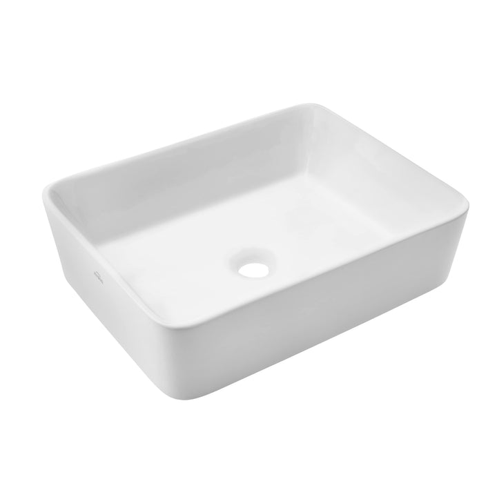 VBChome Waschbecken 47,5 x 37,5 cm Rechteck Keramik Weiss Oval Waschtisch Handwaschbecken Aufsatzwas