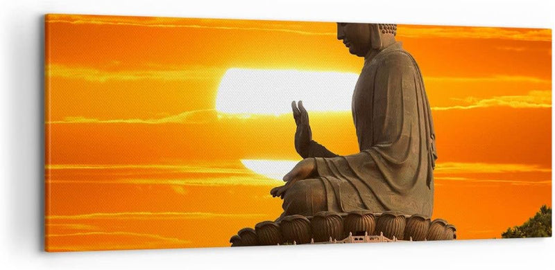 Wandbilder Dekoration Wohnzimmer tempel buddha Panorama Bilder auf Leinwand 120x50cm Leinwandbild mi