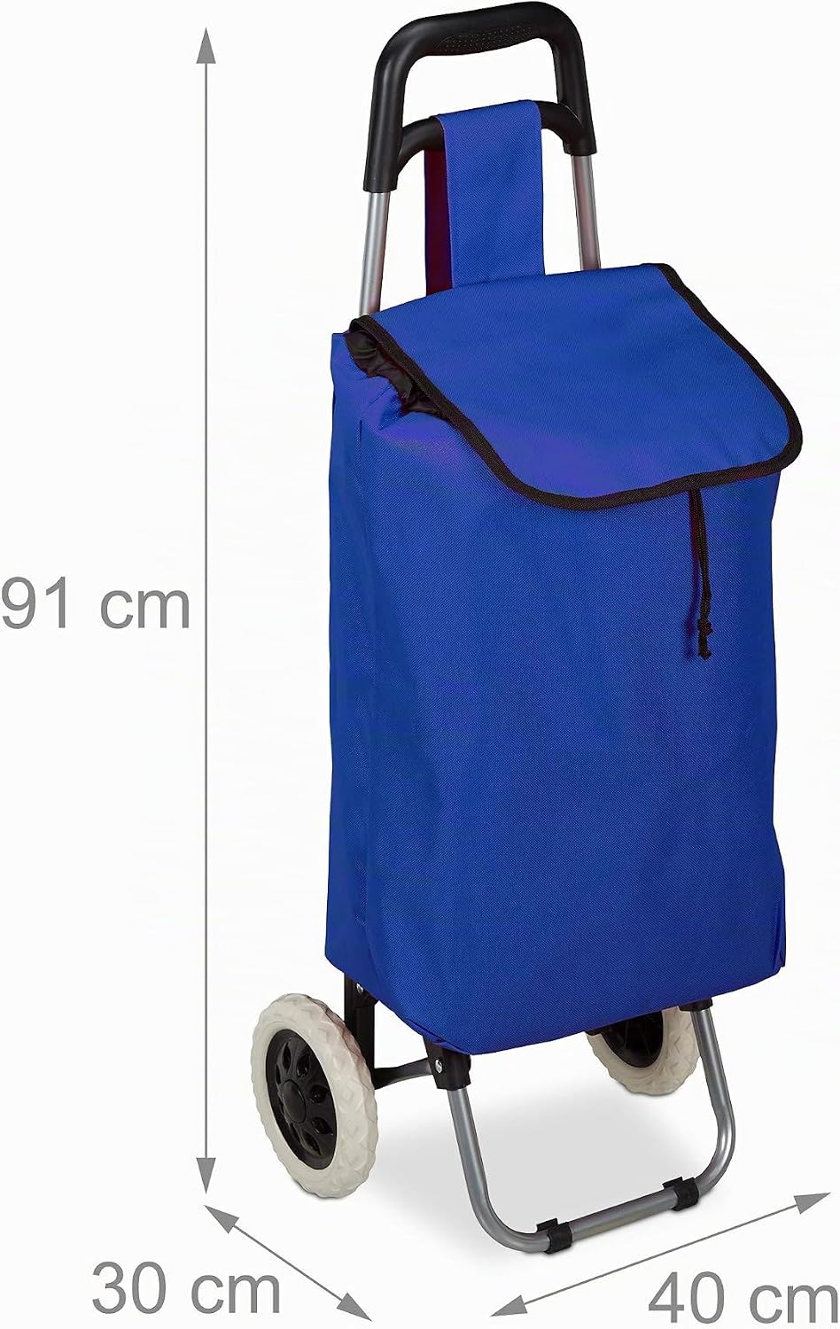 Relaxdays Einkaufstrolley, klappbar, 25 L Einkaufstasche mit Rollen, bis 10kg belastbar, HBT 91 x 40