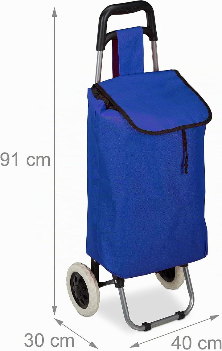 Relaxdays Einkaufstrolley, klappbar, 25 L Einkaufstasche mit Rollen, bis 10kg belastbar, HBT 91 x 40