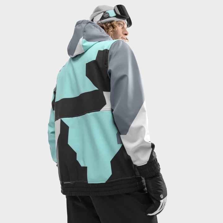 SIROKO W1 Ski- &amp; Snowboardjacke Herren Wasserdicht Wärmeschutz Fronttasche Wintersport XXS Türkis/Gr