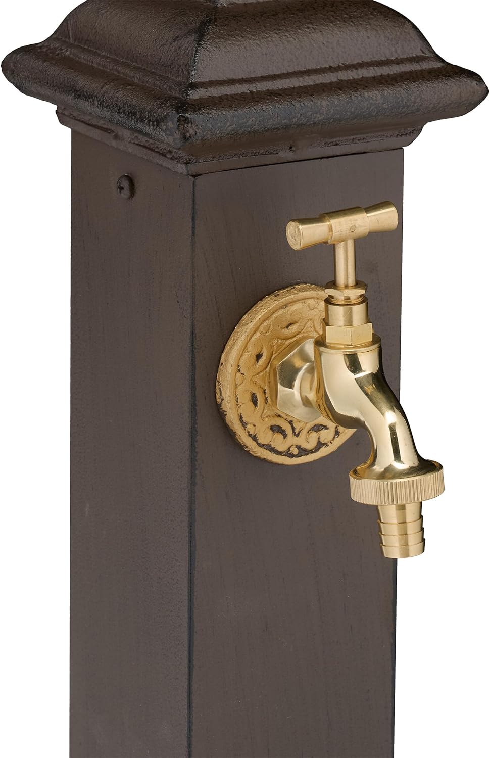 Relaxdays Standbrunnen Antik, mit Wasserhahn, HBT 71x17x21cm, Wasserzapfsäule Garten, Terrasse, Zier