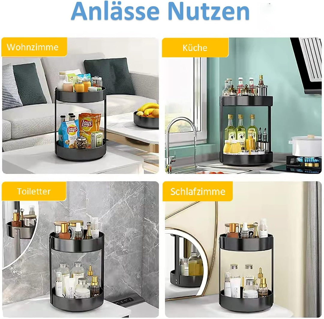 CALIYO Drehteller Organizer, Drehbares Gewürzregal aus Edelstahl, Gewürzregal Drehbar für Küche Spei