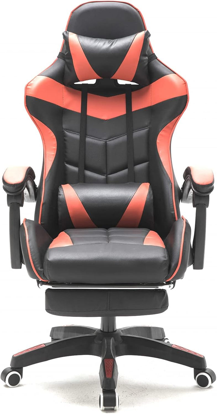 VDD Gaming Stuhl Cyclone mit Fussstütze - Bürostuhl - Racing Gaming Stuhl - Rot Schwarz