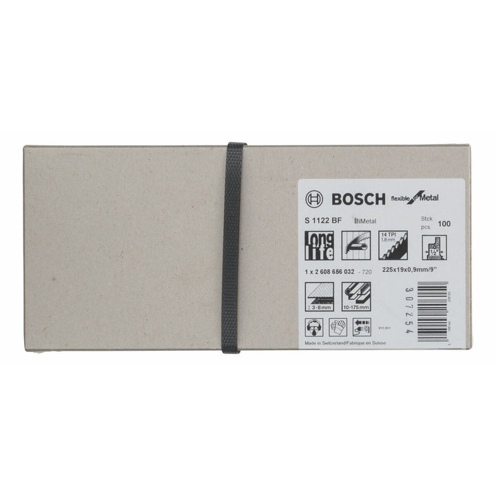 Bosch 2608656032 Säbelsägeblatt S 1122 BF, 100 Stück 225 mm Metall Medium (3-8mm) Rohre und Profile